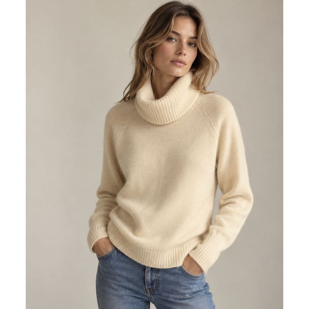 Vintage Wool Angora Benetton Ivory Cowl Neck Sweater Women’s XS